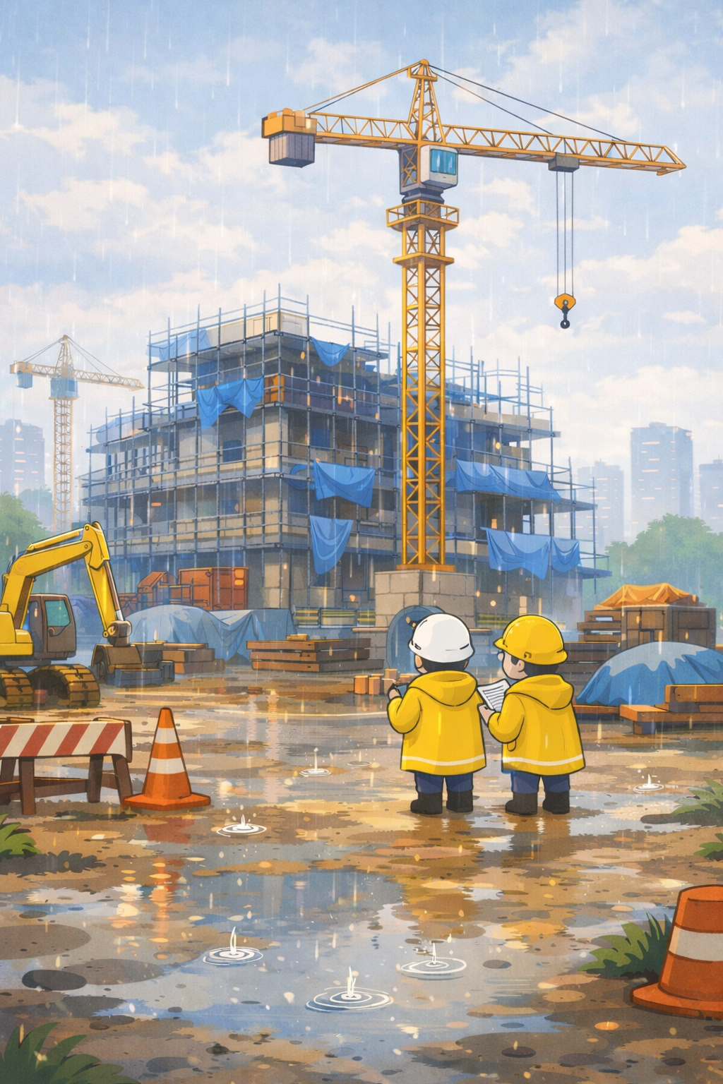 비 오는 날 건설 현장 4가지 현실 – 밖에서는 모르는 진짜 이야기