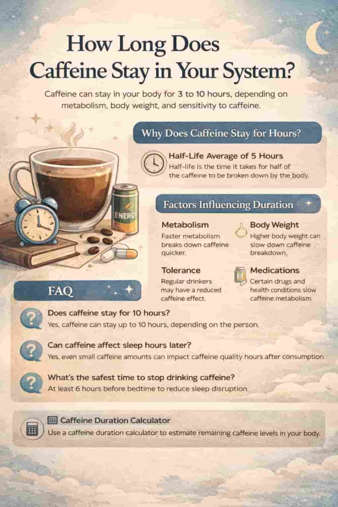 how long does caffeine stay in your system caffeine half life infographic